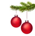Weihnachtskugeln mit WeihnachtsgrÃÂ¼n isoliert auf weiÃÅ¸em Hintergrund Royalty Free Stock Photo